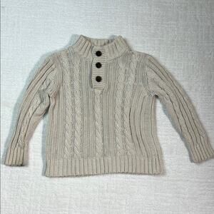 Old Navy cable knit mock neck beige long sleeves cotton fisherman sweater 5T